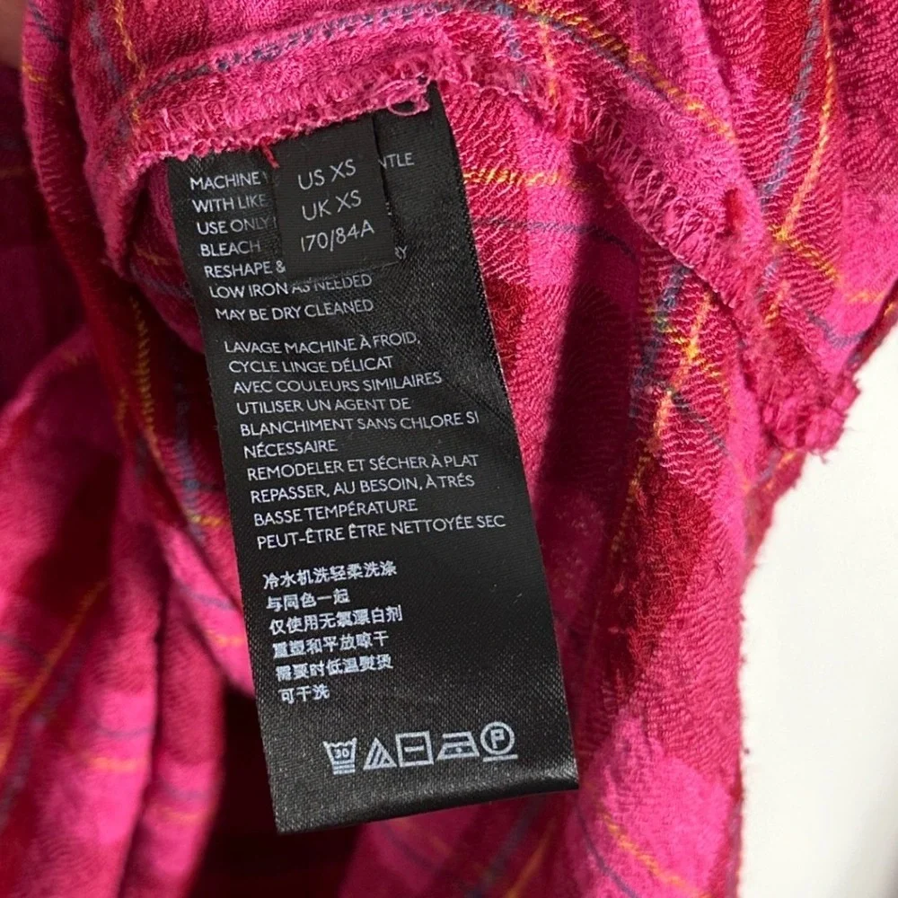 Anthropologie Isadora Pink Button Back Plaid Tunic Top Womens Size Small Popover - Picture 7 of 16